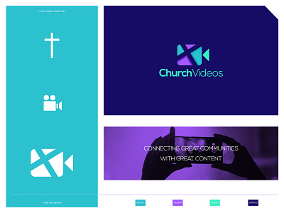 Church Videos branding camera church clever creative cross icon logo minimal ministry symbol vector video