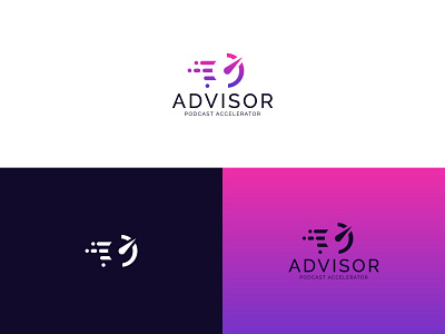 Advisor Podcast Accelerator accelerate branding creative design fast icon logo marketing minimal minimalist negativespace podcast speed speedometer symbol typography vector
