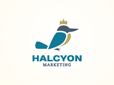 Halcyon Marketing bird branding crown logo marketing