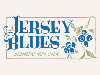 Jersey Blues beer beverage blueberry botanical cider hand lettering hard cider label