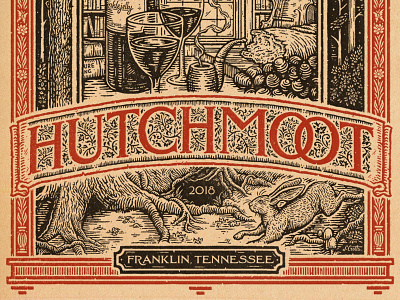 Hutchmoot forest hare hutchmoot illustration nashville poster rabbit wine woodcut