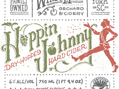 Hoppin Johnny apple apples beer brewery brewing cider cidery drink hard cider hops johnny appleseed label orchard south carolina