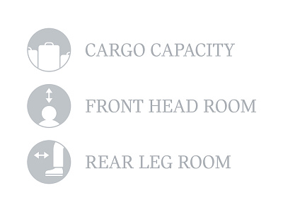 Mini Countryman Size & Storage Icons cargo foot head icons leg luggage minimal room simple storage suitcase vector