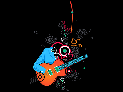 Musician #2 abstract circles flowers guitar illustration minimal musician neon playing rings suit vector