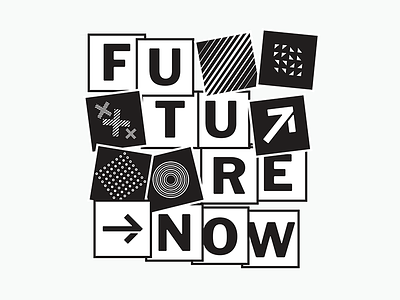 Future Now conference citylights arrow black bw cards ci geometric identity typography white