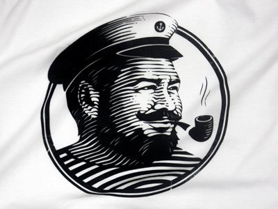 Portret of Captain Kuzmich captain engraving illustration portret sailor textile