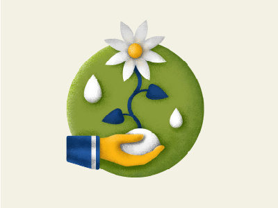 Icon blue eco flower green grunge hand icon infographics texture