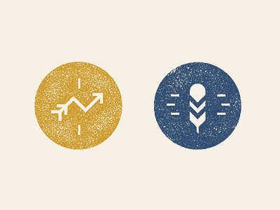 Icons for Manitou website arrow blue circle feather grunge icon illustration infographics pictogram yellow