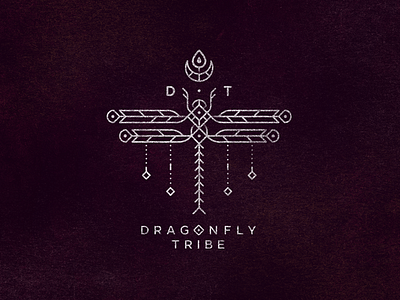 Dragonfly Tribe dance dragonfly ethno grunge lineart logo logotype magic ornament tribal tribe