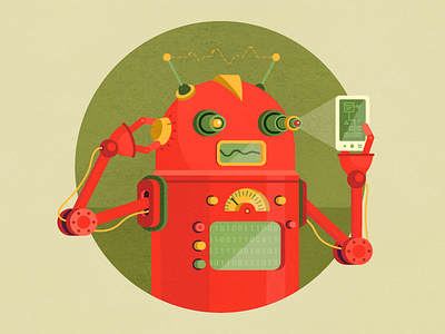 Android developer redmadrobot android button character green illustration instrument lamp machine red robo robot vector