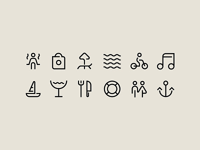 Icons for Spotlight Festival identity bar club graphic icon icons identity info infographics navigation ocean pictogram sea