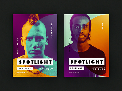 Spotlight festival poster artist bright colour festival gradient light music pop poster spotlight vivid