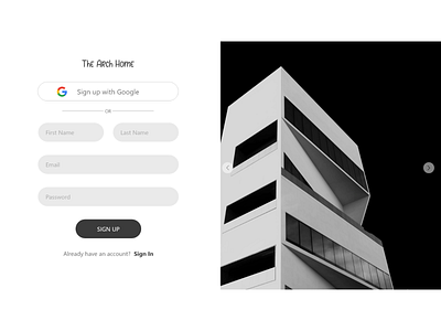 Sign Up Screen architecture creative design design dribbble signup ux ui webdesign website website concept