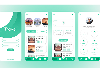 TraVel App Design ( Mockup ) app color colorful creative design flight hotels india login login page mobile app photoshop profile profile page travel travel app ux ux ui uxdesign xd