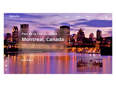 Travel Montreal canada color creative creative design creativity design dribbble flights montreal tour travel traveling ux ui webdesign website website design