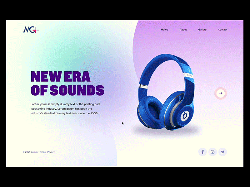 Landing page animation