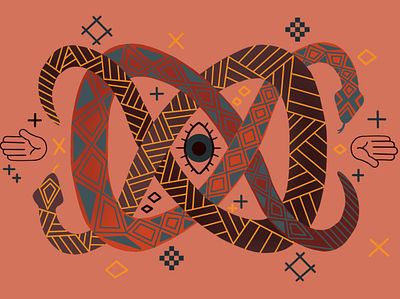 Tied Up in Knots eye flat geometric illustration snakes