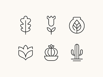 Botanical Icons (II) botanical branding design floral flower icon icon set illustration line art line art logo logo nature plants simple logo