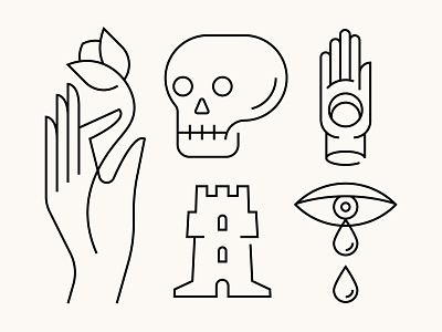Some Doodles design eye flower graphic design hand icon line art skull tower