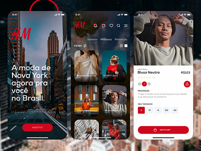 H&M App Design app design branding brasil brazil brazillian cloth app clothes hm instagram ios logo new york red roupa shop ui ui branding web design