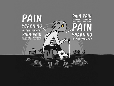 PAIN blackandwhite illustration pain torment yearning