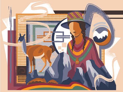 Colors of Bolivia bolivia illustration illustration art illustrator indian llama mountain traditional