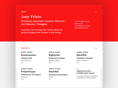 Resume refresh - V1 digital design typography ui visual design web design
