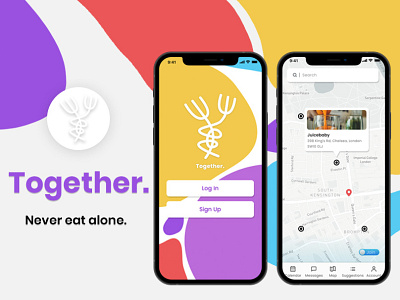 Together. - Never eat alone. adobe xd design figma iphone logo logo design phone phone app product design ui ux uxdesign