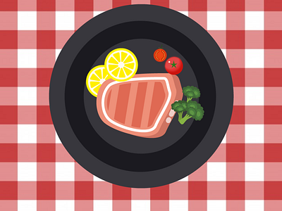 top view of food dish ai broccoli design food food illustration illustrator limon steak tomato vector