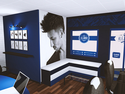 Barbershop -3D design- 3d barbercrew barbershop behance design interior new render shoot