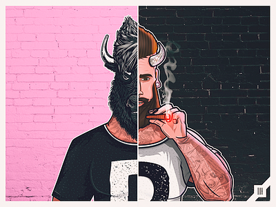 Bigfalobill-Híbrido beard behance brand character color domivakero logo naming tattoo testing vector