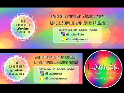 Lambda Rebrand 2018-19 facebook cover facebook cover photo rainbow sticker design twitter header vanderbilt