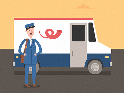 Postman car character illustration listonosz post postman truck