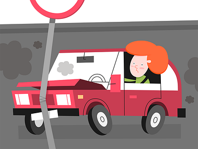 Women accident car character crash illustration woman wreck