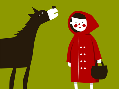 Little red riding hood girl illustration wallpaper wolf