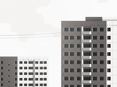 Socialist modernism series architecture blocks illustration