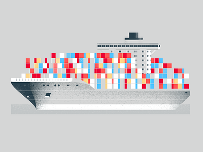 Container ship boat cargo containership illustration sea water