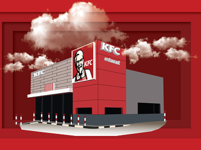 KFC Building Vector branding design flat icon illustration illustrator logo papercut type vector