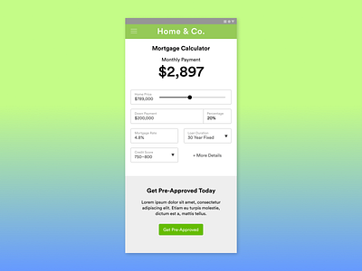 #dailyui 4: Mortgage Calculator