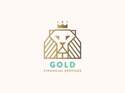 Gold Financial Services bookkeeping flat design lion logo