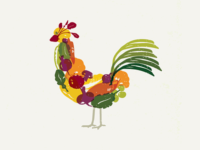 Eat Local Chicken chicken eat local food illustration illustrator rooster vegetables