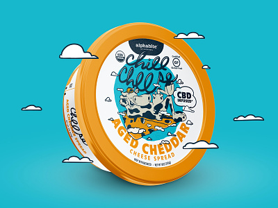 CBD Chill Cheese cartoon cbd cheese cheese spread chill chillin cow cpg food illustration label packaging render