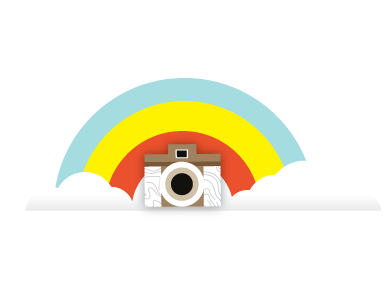 Hey Camera! camera clouds rainbow woodgrain