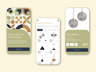Home Decor App Concept app design ecommerce lamp minimal shopping ui ux