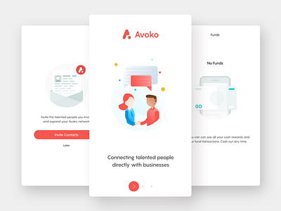 Avoko app app illustrations red ui ux