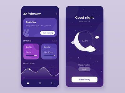 Sleep Tracker App design illustration sleep tracker ui