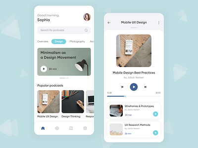 Podcast App app design minimalism podcast ui