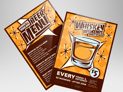 Bar Promotional Flyer bar drink illustration retro vector vintage whiskey