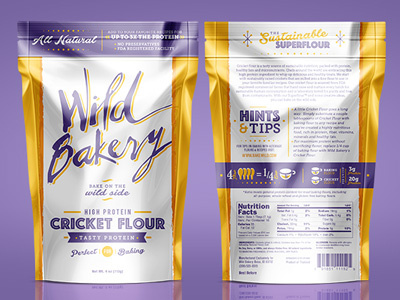 Wild Bakery Cricket Flour bright design fun happy health illustration packaging typography vintage