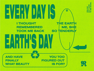 Today earth earthday green letters poem recycle stamp sustainable texture typography